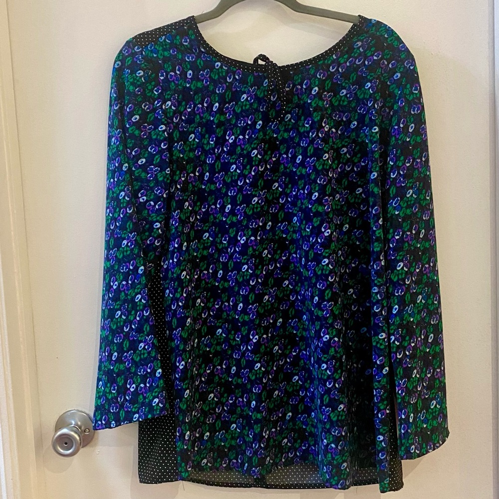 Twiggy London 2-piece floral and polka dot blouse and pants coordinating set.